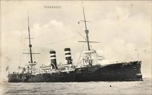 Ak Japanisches Kriegsschiff Takasago, Geschützter Kreuzer 2. Klasse, Kaiserlich Japanische Marine