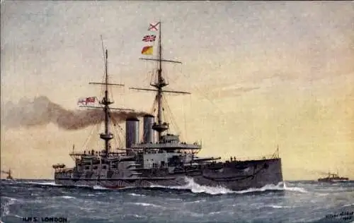Künstler Ak Britisches Kriegsschiff, H.M.S. London