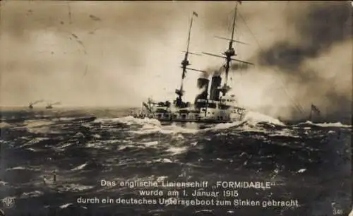 Ak Britisches Kriegsschiff, Linienschiff Formidable