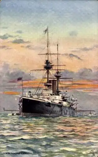 Ak Britisches Kriegsschiff, H.M.S. Magnificent