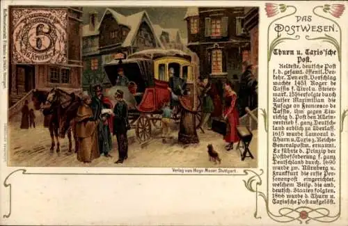 Litho Postwesen, Thurn und Taris'sche Post, Postkutsche, Briefmarke