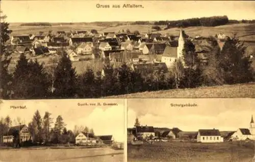 Ak Affaltern Biberach im Schwarzwald Baden, Kirche, Schule, Gasthaus, Totalansicht