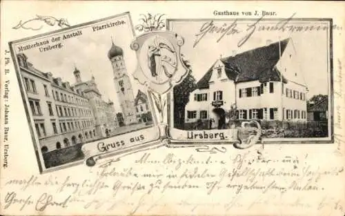 Ak Ursberg in Schwaben, Mutterhaus, Gasthaus, Pfarrkirche