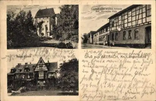 Ak Seebach Mühlhausen in Thüringen, Gasthaus zum weißen Schwan, Kloster, Burg