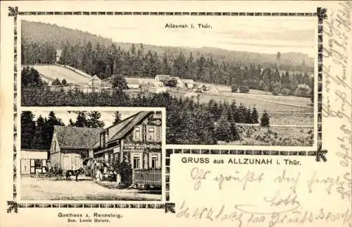 Ak Allzunah Frauenwald am Rennsteig Ilmenau in Thüringen, Gasthaus zum Rennsteig