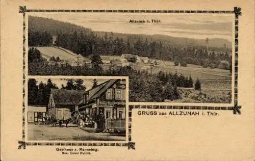 Ak Allzunah Frauenwald am Rennsteig Ilmenau in Thüringen, Gasthaus zum Rennsteig