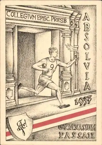 Studentika Ak Passau in Niederbayern, Absolvia Gymnasium 1937, Läufer mit Fackel