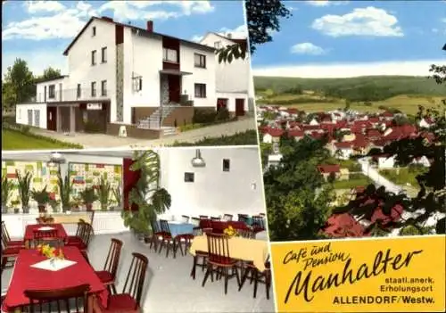 Ak Ulm Ulmtal Greifenstein im Westerwald Hessen, Cafe und Pension, Panorama