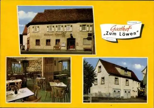 Ak Eschau im Spessart, Gasthaus, Pension, zum Löwen, Innenansicht, Außenansicht