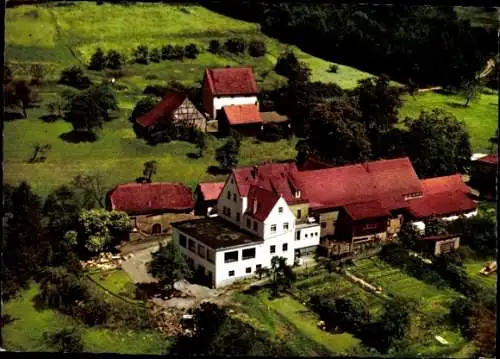 Ak Heimbuchenthal im Spessart, Gasthof und Pension Heimatenhof aus der Vogelschau