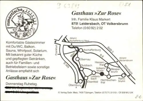 Ak Volkersbrunn Leidersbach im Spessart, Fachwerkhaus, Gasthaus zur Rose