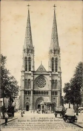 Ak Paris XIX. Buttes Chaumont, Kirche Saint-Jean-Baptiste von Belleville