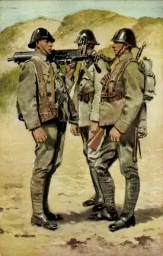 Künstler Ak van Oorschot, Niederländische Soldaten in Uniformen, Infanterie