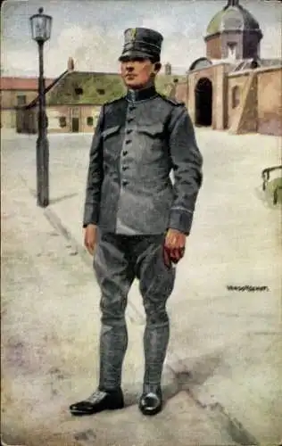 Künstler Ak van Oorschot, Niederländischer Soldat in Uniform, Infanterie