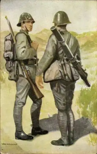 Künstler Ak van Oorschot, Niederländische Soldaten in Uniformen