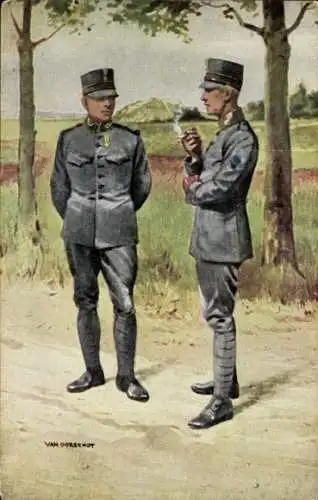 Künstler Ak van Oorschot, Niederländische Soldaten in Uniformen, Jäger, Grenadier