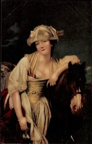 Ak Portrait einer jungen Frau, Pferd, Transport