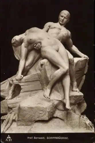 Ak Plastik von Prof. Berwald, Schiffsbrüchige