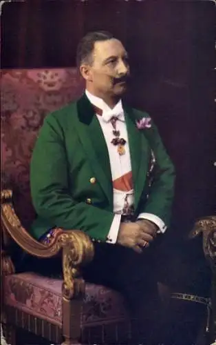 Ak Kaiser Wilhelm II., Sitzportrait, coloriert, NPG Serie 1 Nr 5