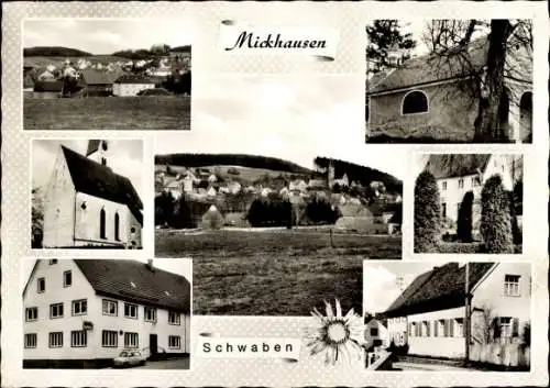 Ak Mickhausen  in Schwaben, Panorama, Kirche, Auto