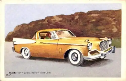 Künstler Ak Studebacker Golden Hawk, Auto