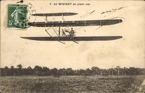 Ak The Wright im Vollflug, Doppeldecker