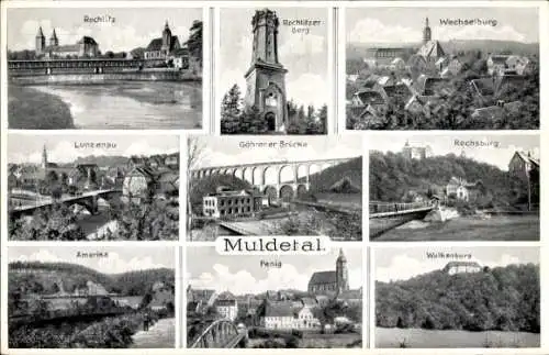 Ak Rochlitz an der Mulde, Muldetal, Wechselburg, Wolkenburg, Penig, Lunzenau, Amerika