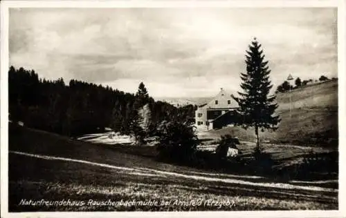 Ak Rauschenbachmühle Arnsfeld Mildenau Erzgebirge, Naturfreundehaus