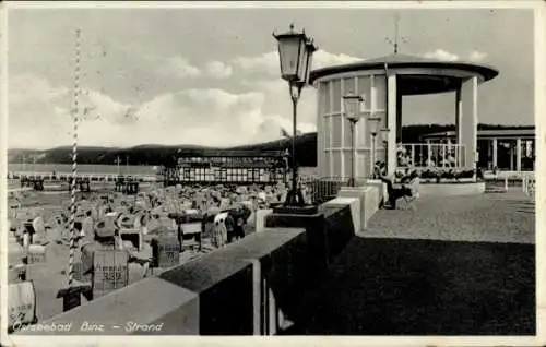 Ak Seebad Binz auf Rügen, Strand, Pavillon