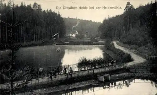 Ak Dresden Langebrück, Dresdner Heide, Heidemühle, Haidemühle, Teiche