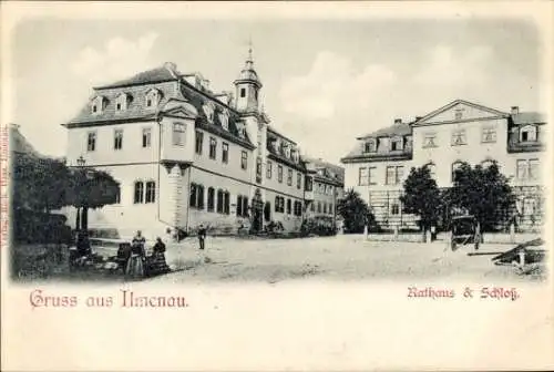 Ak Ilmenau in Thüringen, Rathaus und Schloss