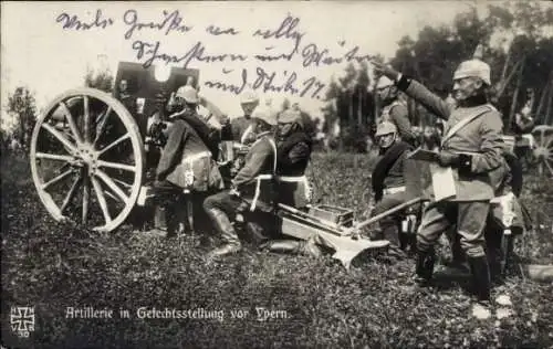 Ak Ypres Ypern Westflandern, Artillerie in Gefechtsstellung