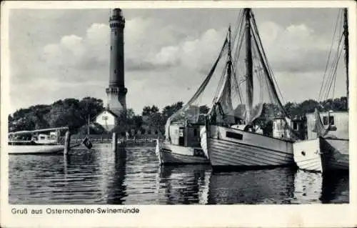 Ak Warszów Osternothafen Świnoujście Swinemünde Pommern, Leuchtturm, Wieza swietlna