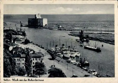 Ak Szczecin Stettin Pommern, Hakenterrasse, Hafen
