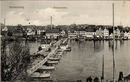 Ak Sønderborg Sonderburg Dänemark, Pontonbrücke