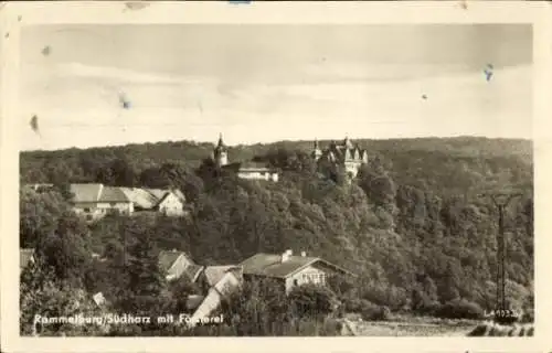 Ak Rammelburg Mansfeld im Harzvorland, Panorama mit Försterei