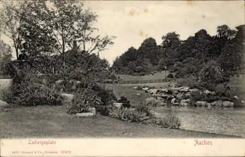 Ak Aachen in Nordrhein Westfalen, Ludwigsplatz mit Blick auf den See
