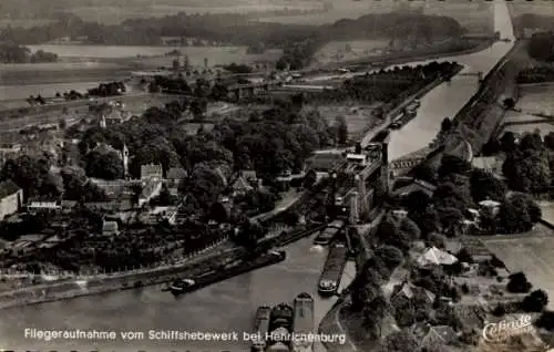 Ak Henrichenburg Castrop Rauxel im Ruhrgebiet, Fliegeraufnahme, Schiffshebewerk