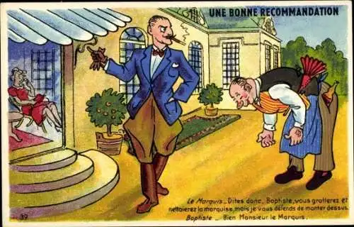 Künstler Ak Une Bonne Recommendation, Marquis, Baptiste