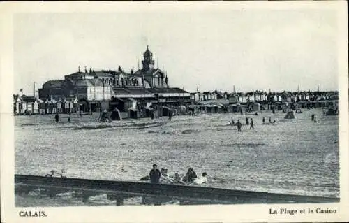 Ak Calais Pas de Calais, Plage, Casino