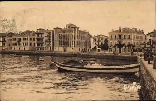 Ak Saint Jean de Luz Pyrénées Atlantiques, Rue d'Espagne, Hafen, Feuerwehrhaus