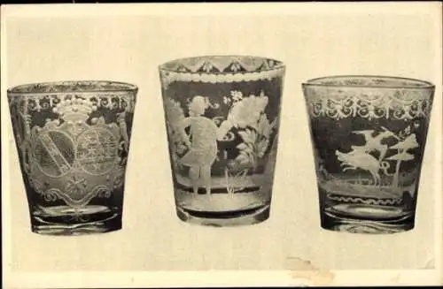 Ak Nancy Meurthe et Moselle, Verres de mariage et de chasse, fabrication lorraine