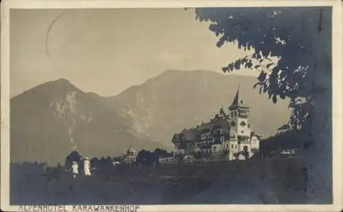 Ak Unterbergen im Rosental Ferlach Kärnten, Alpenhotel Karawankenhof, Berge