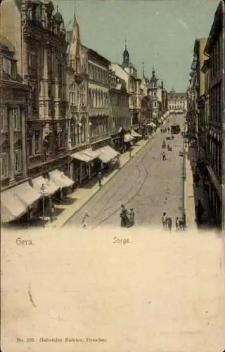 Ak Gera in Thüringen, Sorge, Straßenblick, Geschäfte