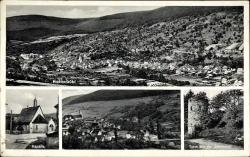 Ak Riedern Eichenbühl in Unterfranken, Gesamtansicht, Kapelle, Turm aus der Römerzeit