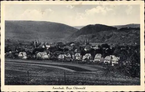 Ak Amorbach im Odenwald Unterfranken, Gesamtansicht, Kirchtürme