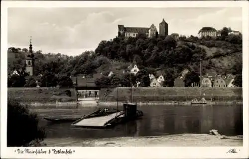 Ak Rothenfels am Main Unterfranken, Teilansicht, Mainfähre