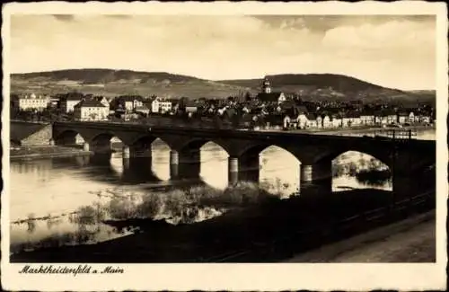Ak Marktheidenfeld im Spessart Unterfranken, Flusspartie, Brücke, Ortschaft
