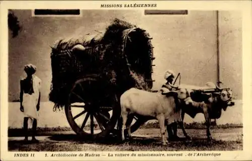 Ak Chennai Madras Indien, Missions Salesiennes, La voiture du missionnaire, souvent