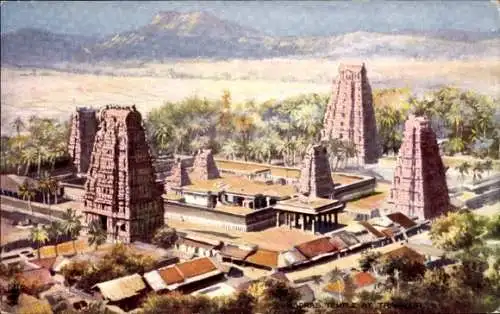 Künstler Ak Chennai Madras Indien, Temple at Trivalur, Tuck 7066